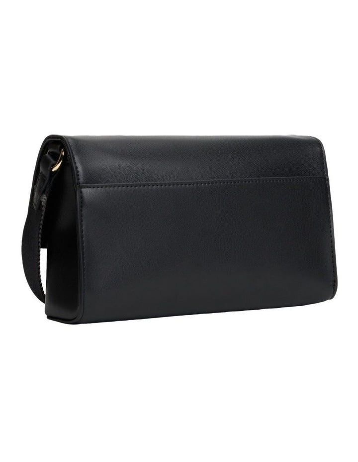 Solid Flap Crossbody Bag in Black