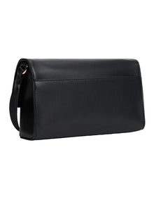 Solid Flap Crossbody Bag in Black