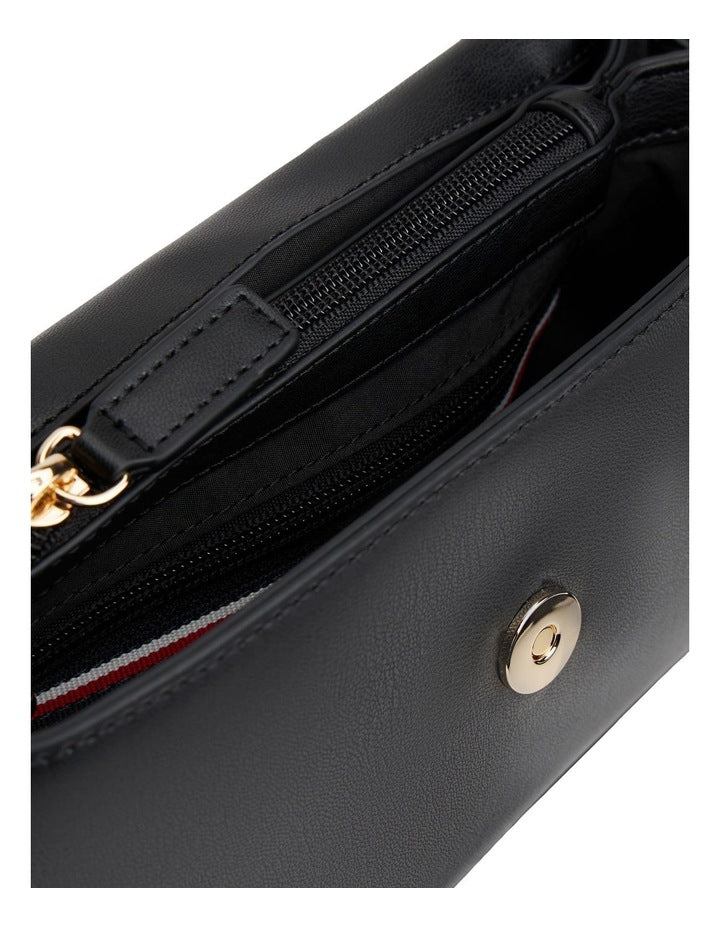 Solid Flap Crossbody Bag in Black