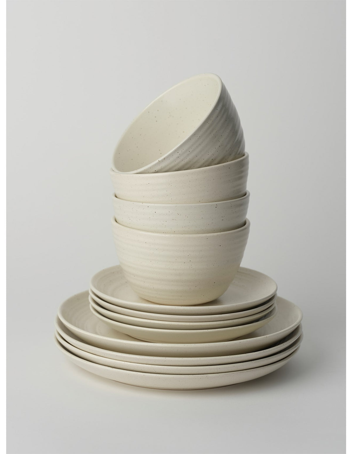 Fernleigh Stoneware 12 Piece Dinner Set White Speckle