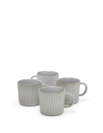 Manna Stoneware Textured Mug Set of 4 Grey