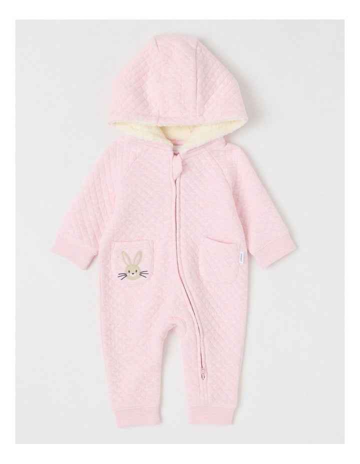 Quilted Bunny Coverall in Light Pink