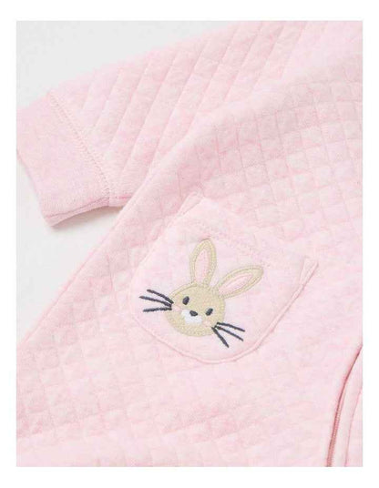 Quilted Bunny Coverall in Light Pink