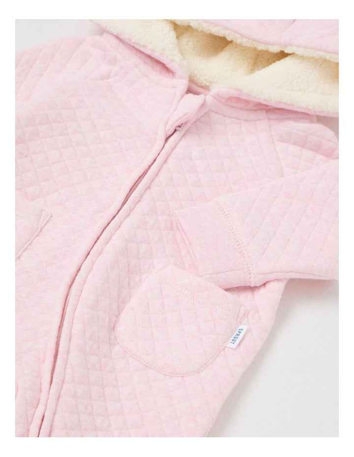 Quilted Bunny Coverall in Light Pink