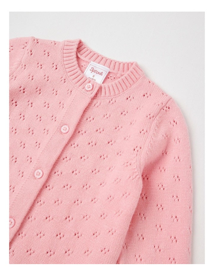 Chenille Pontelle Cardigan in Pale Pink