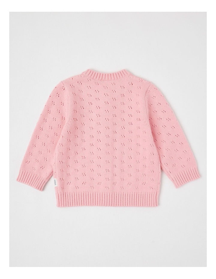 Chenille Pontelle Cardigan in Pale Pink