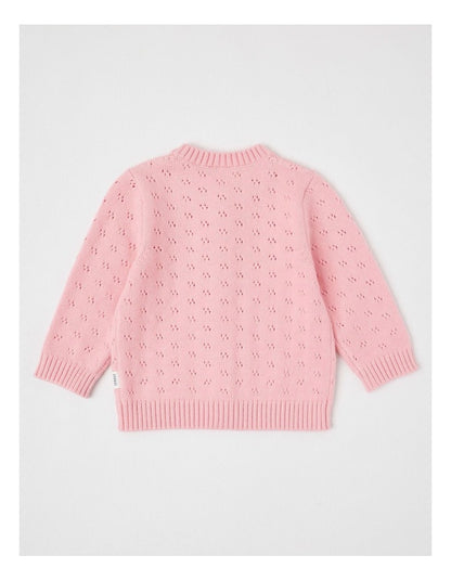 Chenille Pontelle Cardigan in Pale Pink