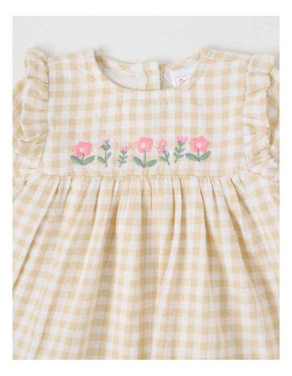 Gingham Dress in Cream