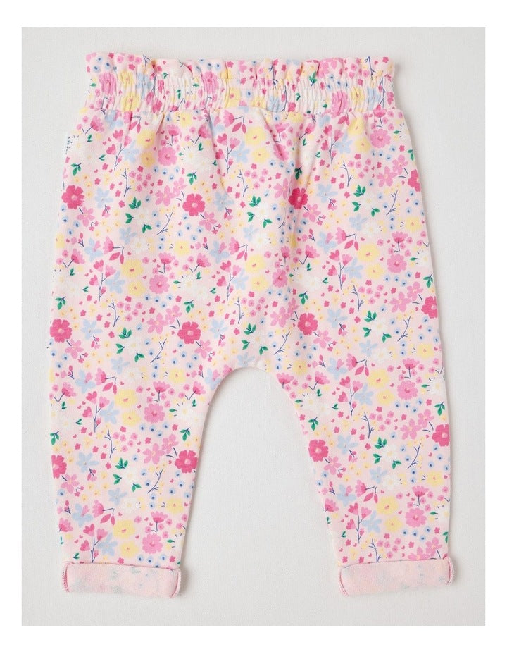 Bow Front Floral Trackpants in Blush