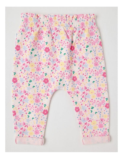 Bow Front Floral Trackpants in Blush