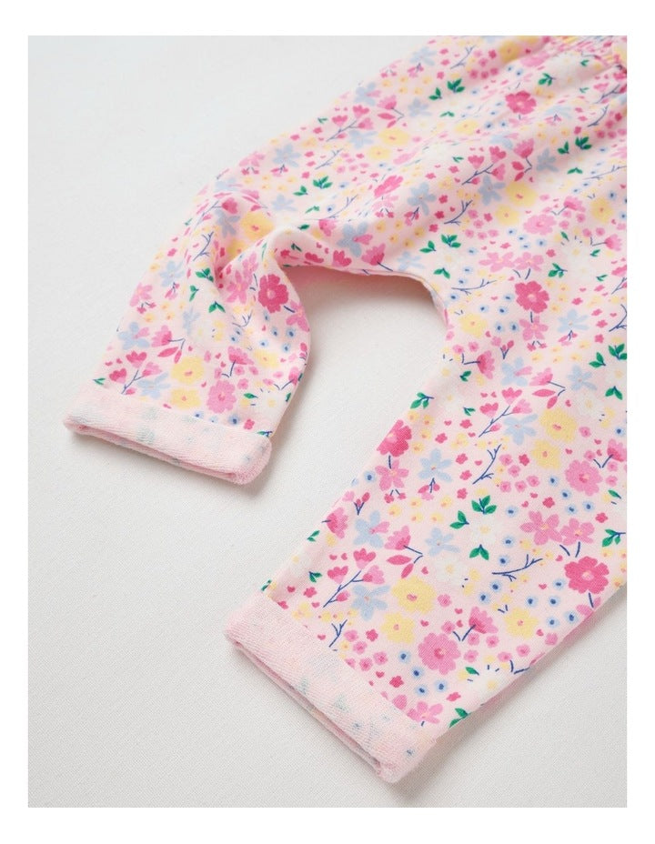 Bow Front Floral Trackpants in Blush