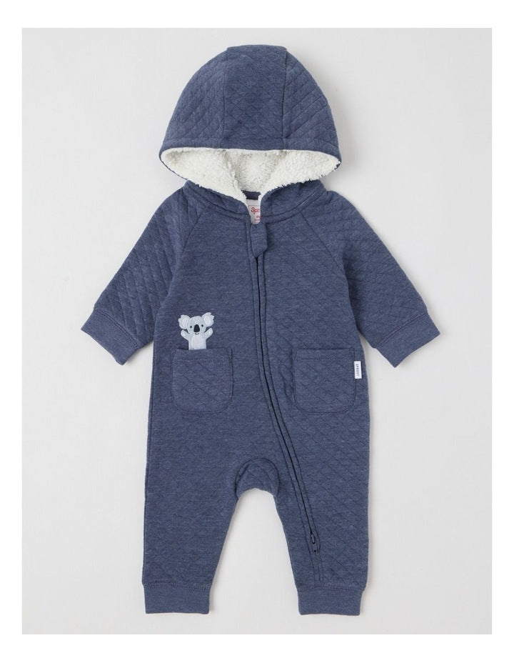Quilted Koala Coverall in Indigo