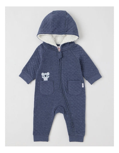 Quilted Koala Coverall in Indigo