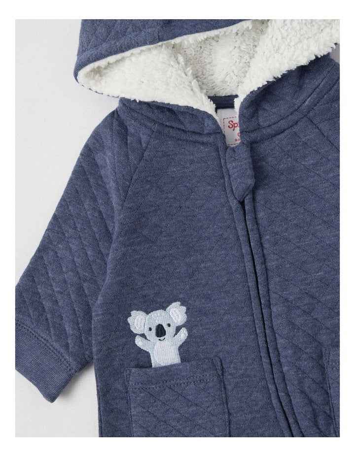 Quilted Koala Coverall in Indigo
