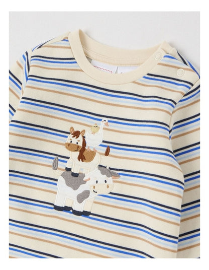 Farm Animal Stack Fleece Coverall in Bone