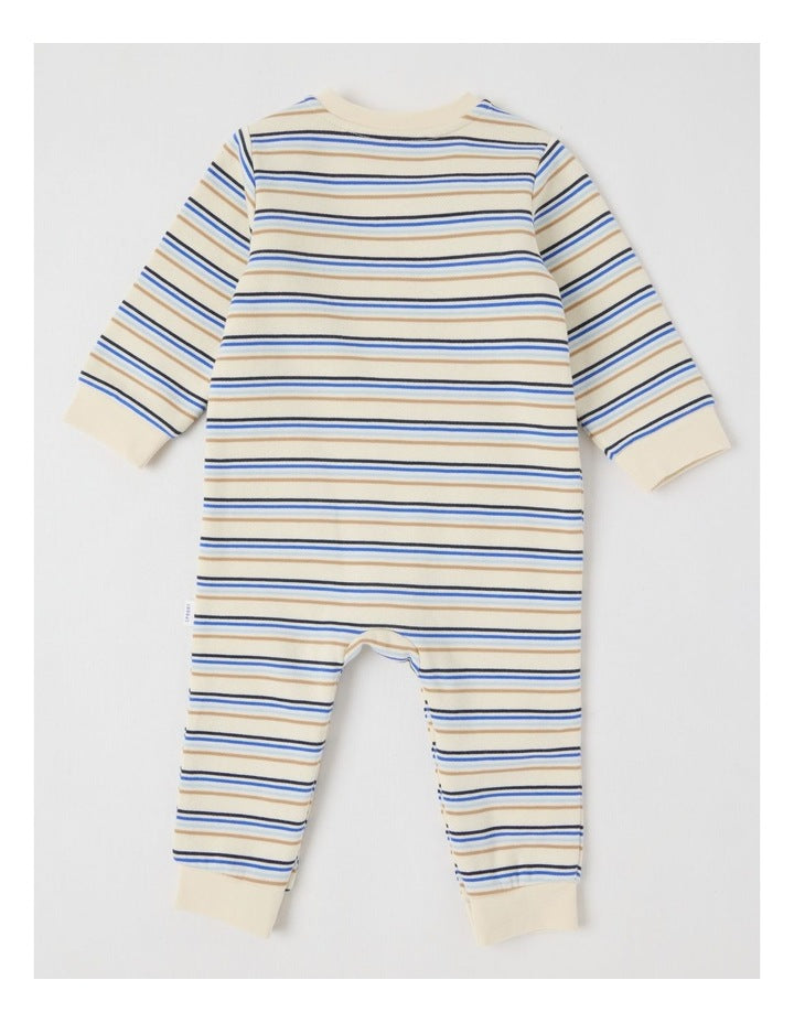 Farm Animal Stack Fleece Coverall in Bone
