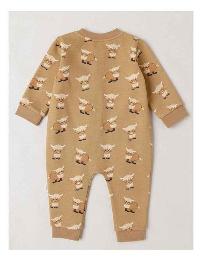 Fleece Farmyard Zip Coverall in Tan