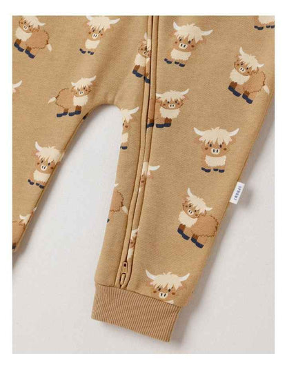 Fleece Farmyard Zip Coverall in Tan