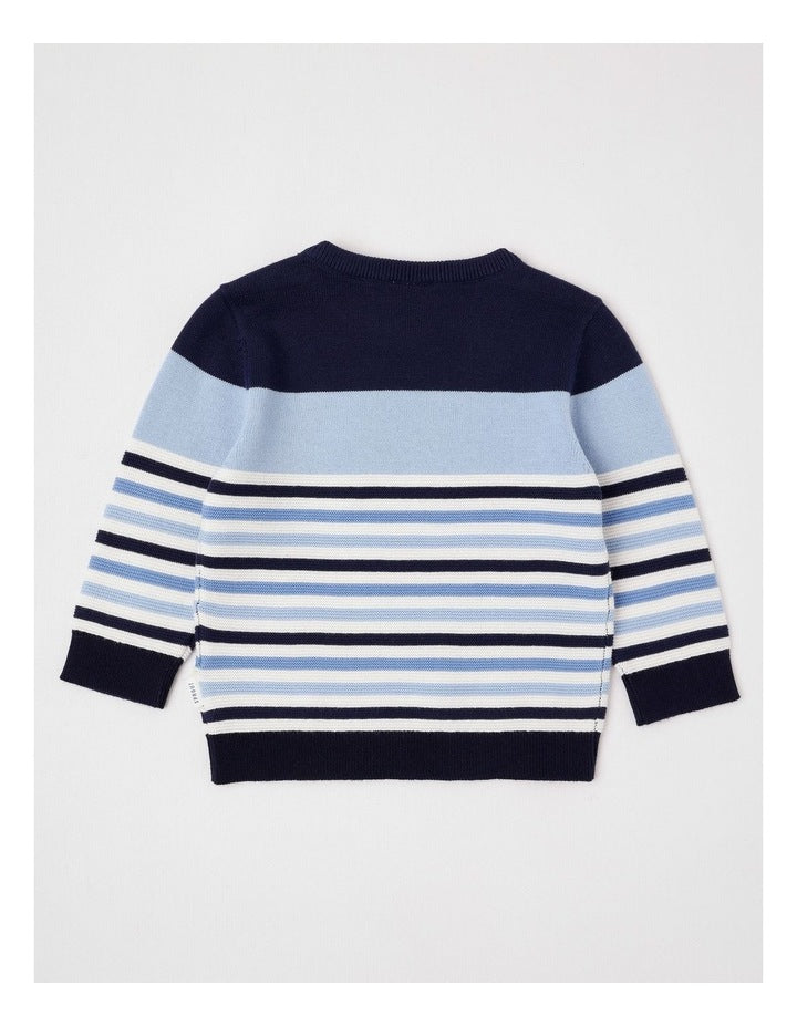 Colour Block Pocket Jumper in Bluestone
