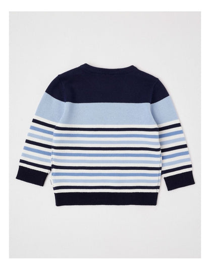 Colour Block Pocket Jumper in Bluestone