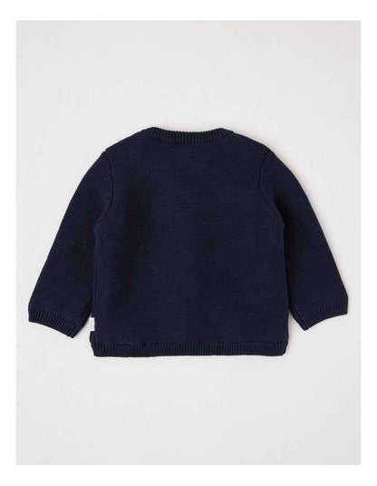 Sherpa Lined Toggle Cardigan in Navy