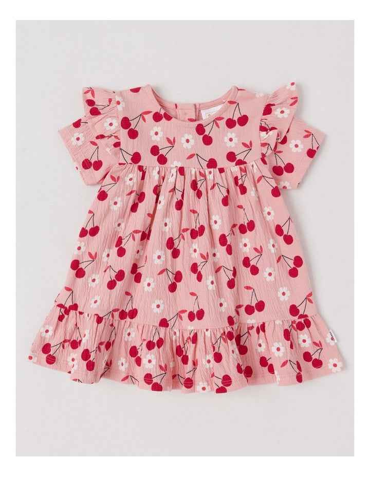 Crinkle Knit Ditsy Dress in Rose