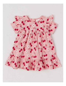 Crinkle Knit Ditsy Dress in Rose