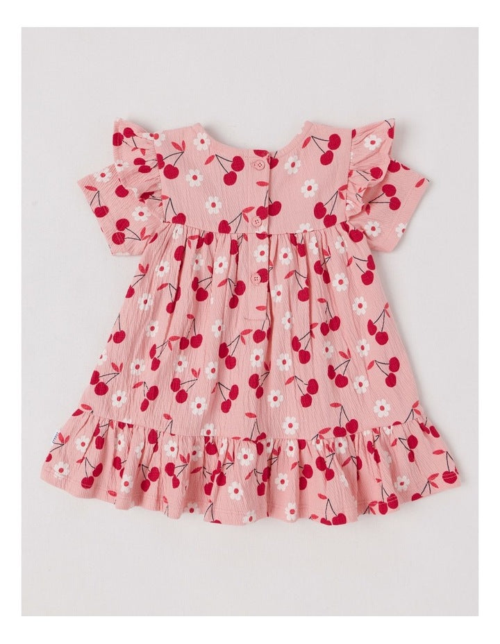 Crinkle Knit Ditsy Dress in Rose