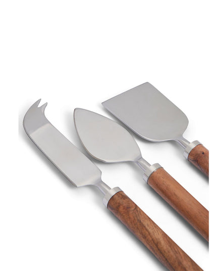 Hampton Acacia Handle Stainless Steel Cheese Knife Set of 3