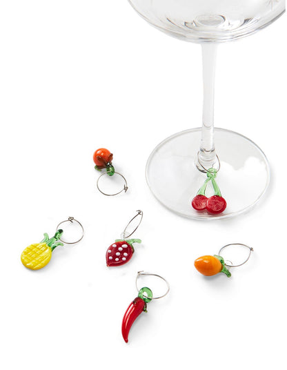 Fruit and Veg Glass Wine Charms Set of 6