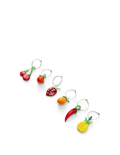 Fruit and Veg Glass Wine Charms Set of 6