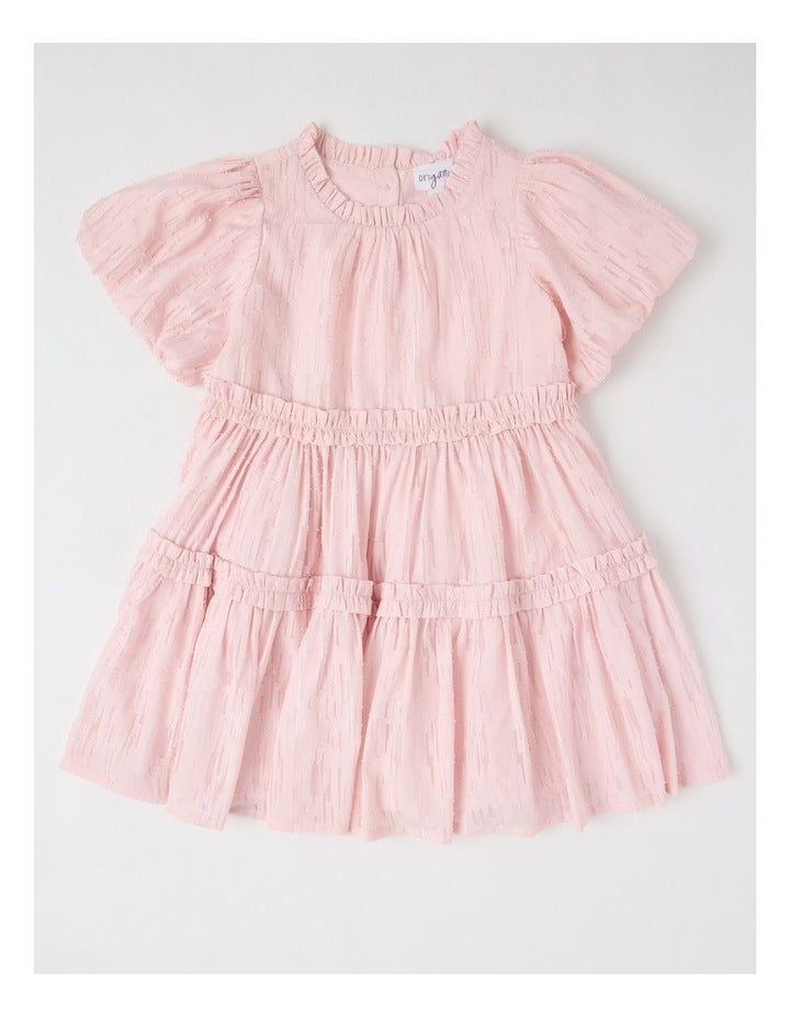 Ember Lurex Drop Waist Dress in Pink
