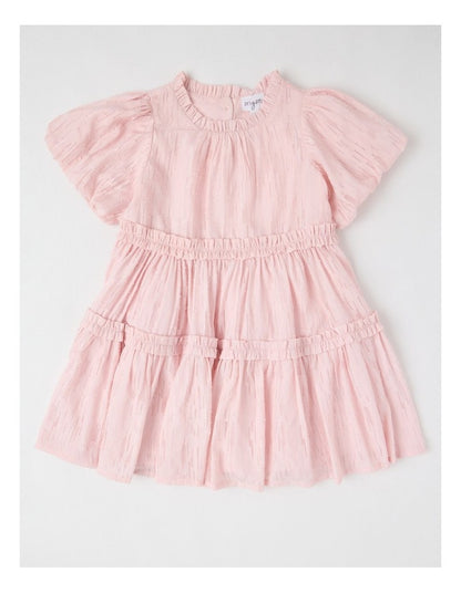 Ember Lurex Drop Waist Dress in Pink
