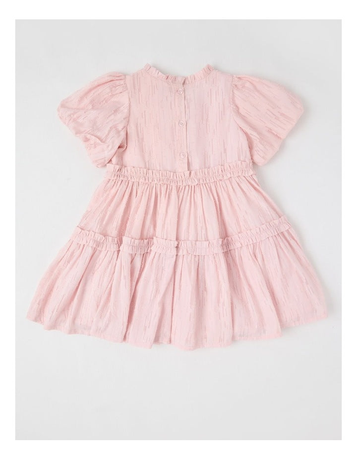 Ember Lurex Drop Waist Dress in Pink