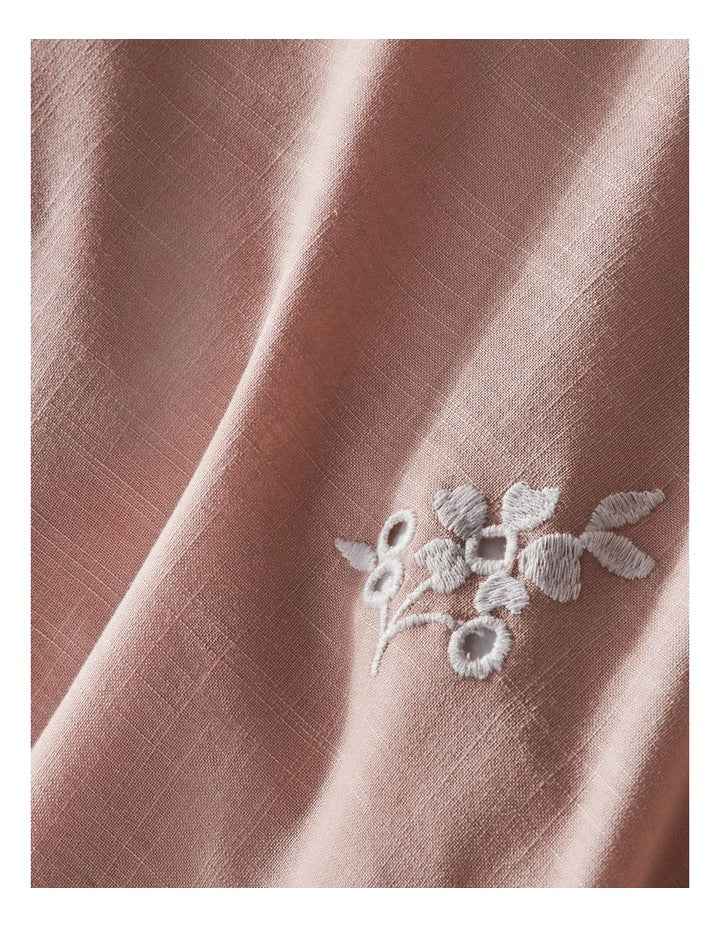 Maribel Cotton Embroidered Quilt Cover Set in Dusky Pink