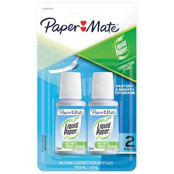 Paper Mate Liquid Paper White Out Correction Fluid 20mL 2 pack