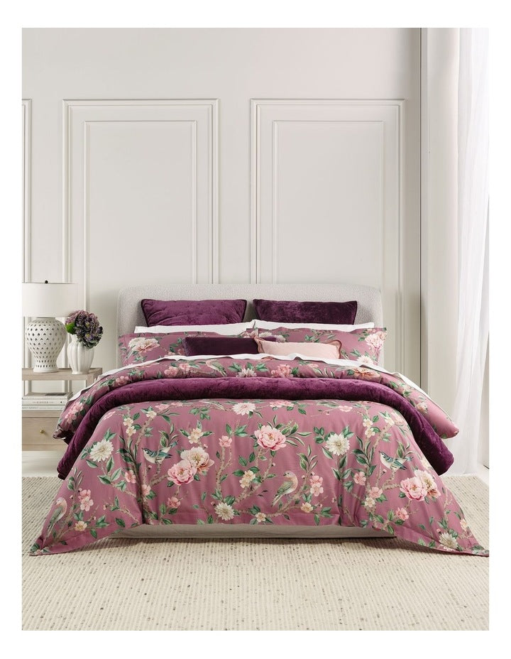 Florence Cotton Sateen Quilt Cover Set in Plum