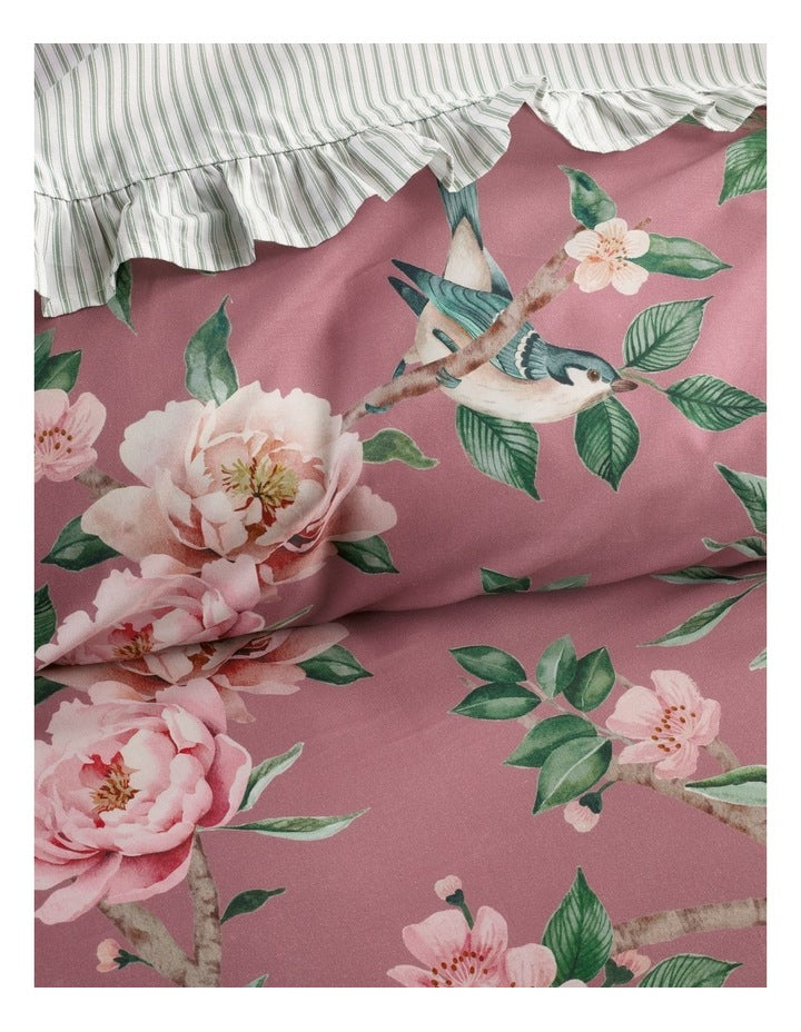 Florence Cotton Sateen Quilt Cover Set in Plum