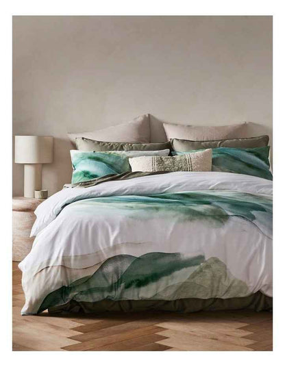 Yarrin Bamboo Cotton Quilt Cover Set in Greens