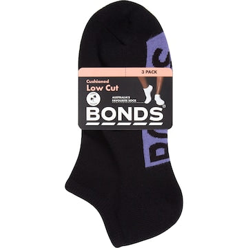 Bonds Ladies Low Cut Socks Size 8-11 Assorted 3 pack