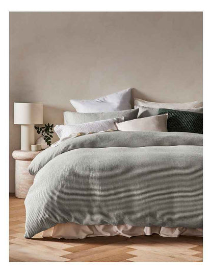 Otago Yarn Dyed Cotton Quilt Cover Set in Olive