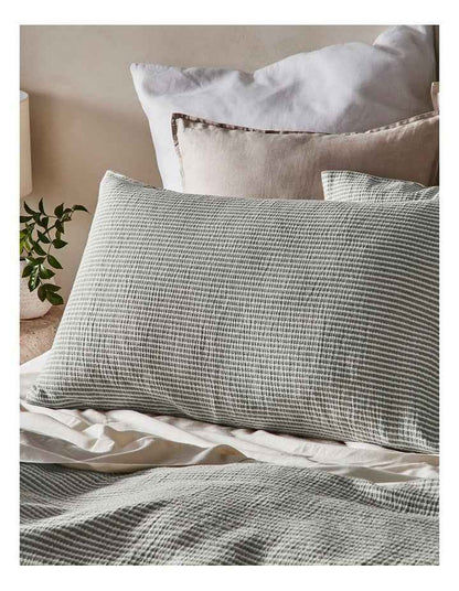 Otago Yarn Dyed Cotton Quilt Cover Set in Olive