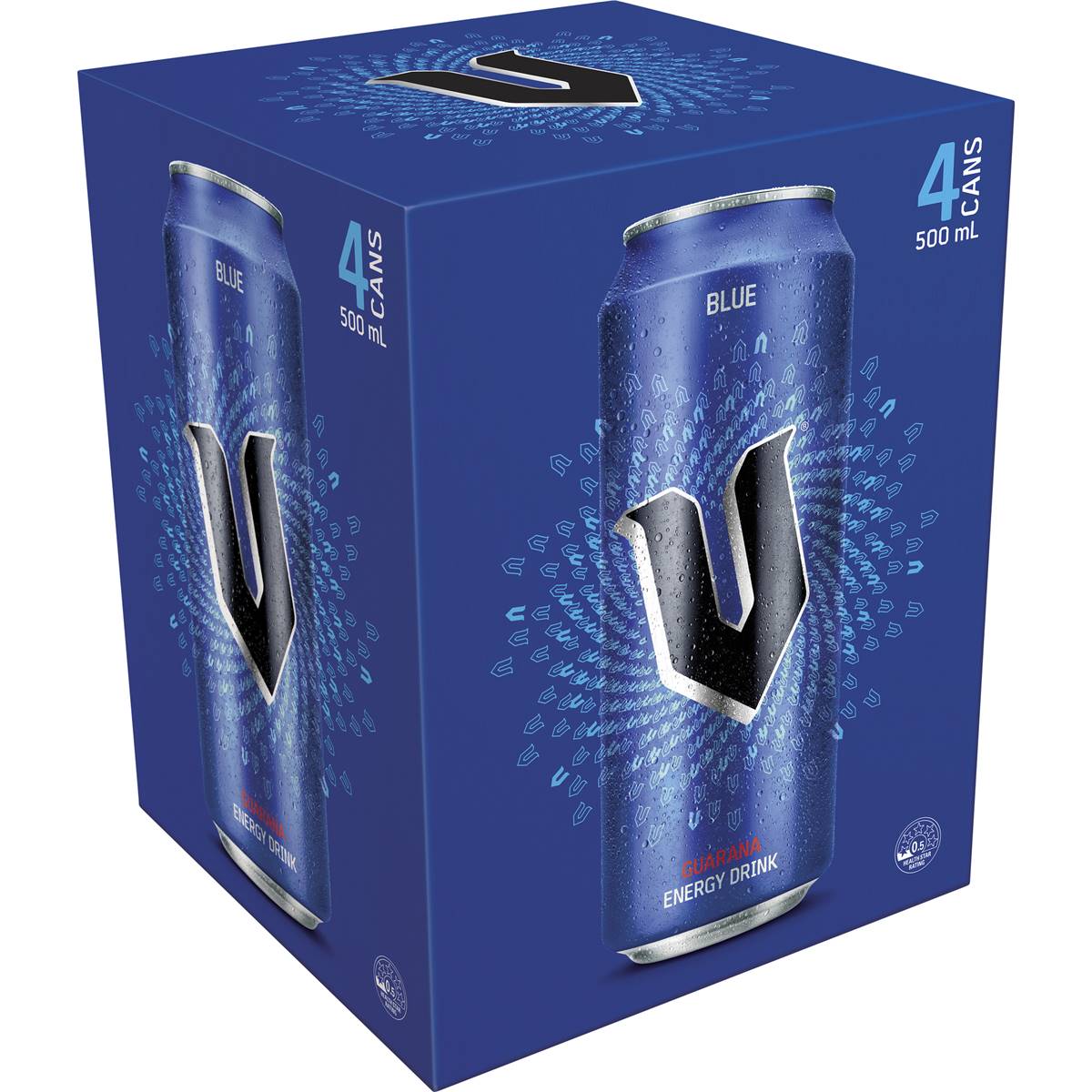V Energy Blue Energy Drink Cans 500ml x 4 Pack