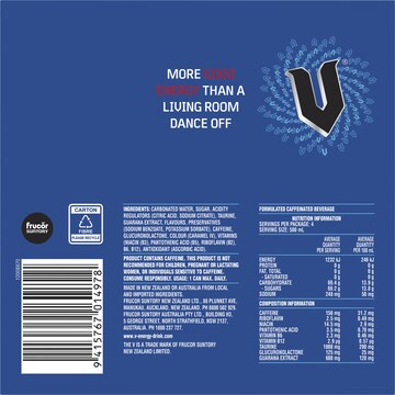 V Energy Blue Drink 500mL x 4 pack