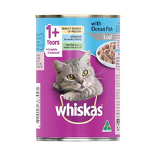 WHISKAS 1+ YEARS ADULT WET CAT FOOD OCEAN FISH LOAF 400G CAN