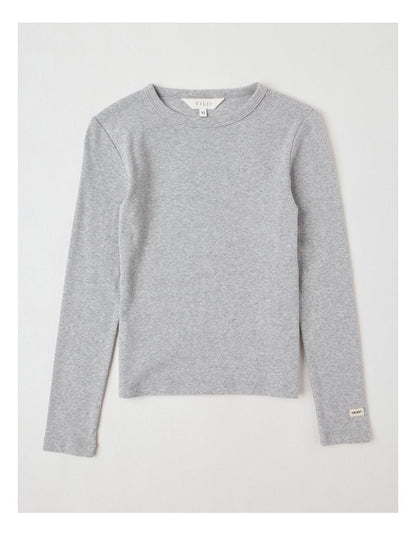 The Edit Rib Tee in Grey Marle