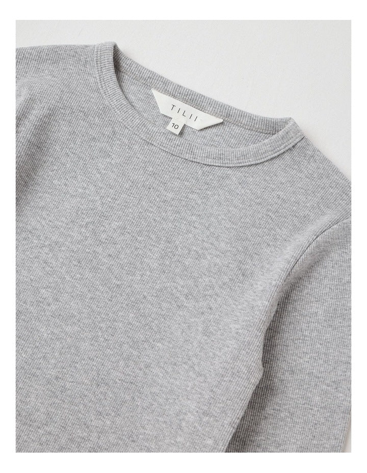 The Edit Rib Tee in Grey Marle
