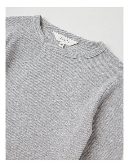 The Edit Rib Tee in Grey Marle