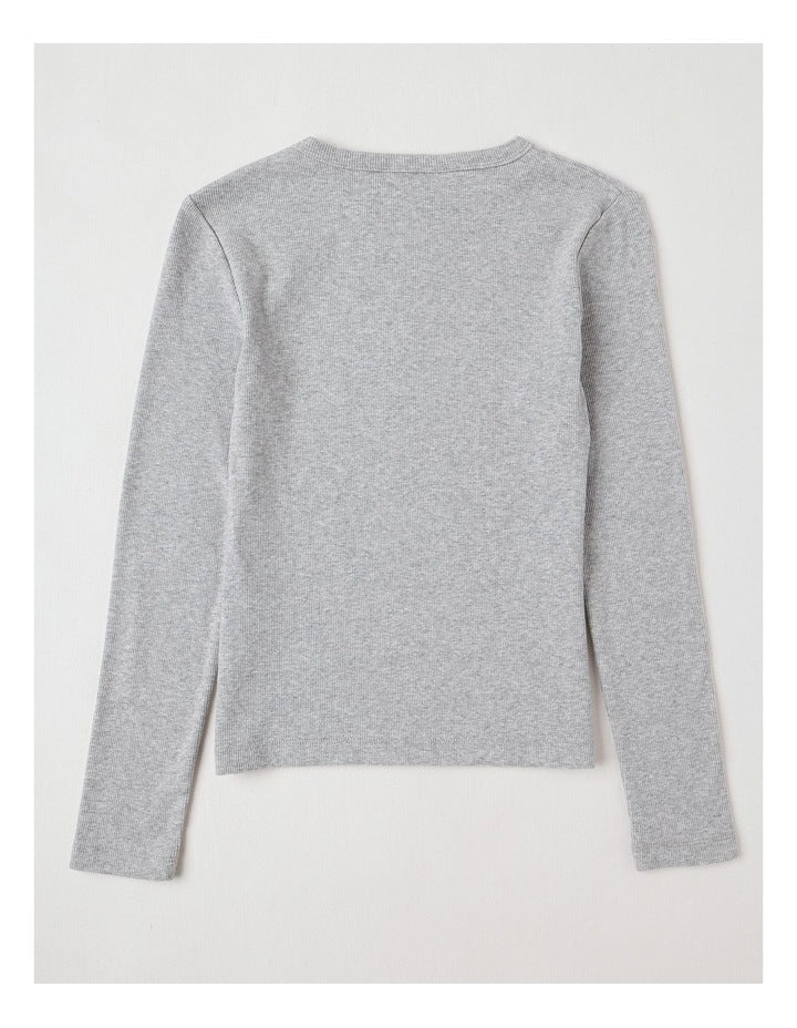 The Edit Rib Tee in Grey Marle