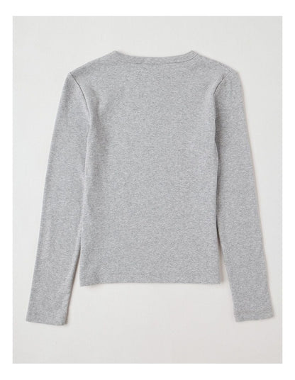 The Edit Rib Tee in Grey Marle